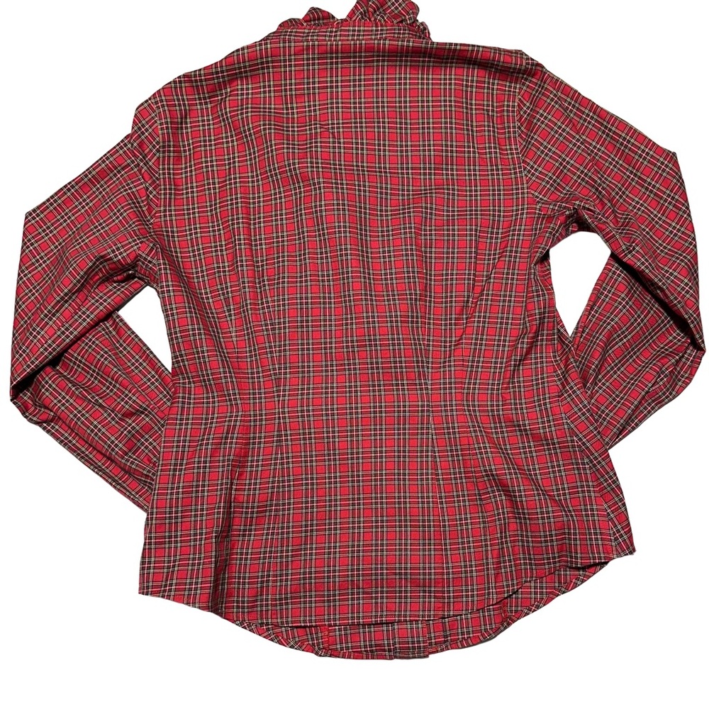 BROOKS BROTHERS Ruffle Tartan Blouse Quiet Luxury Old Money Equestrian - Picture 4 of 7